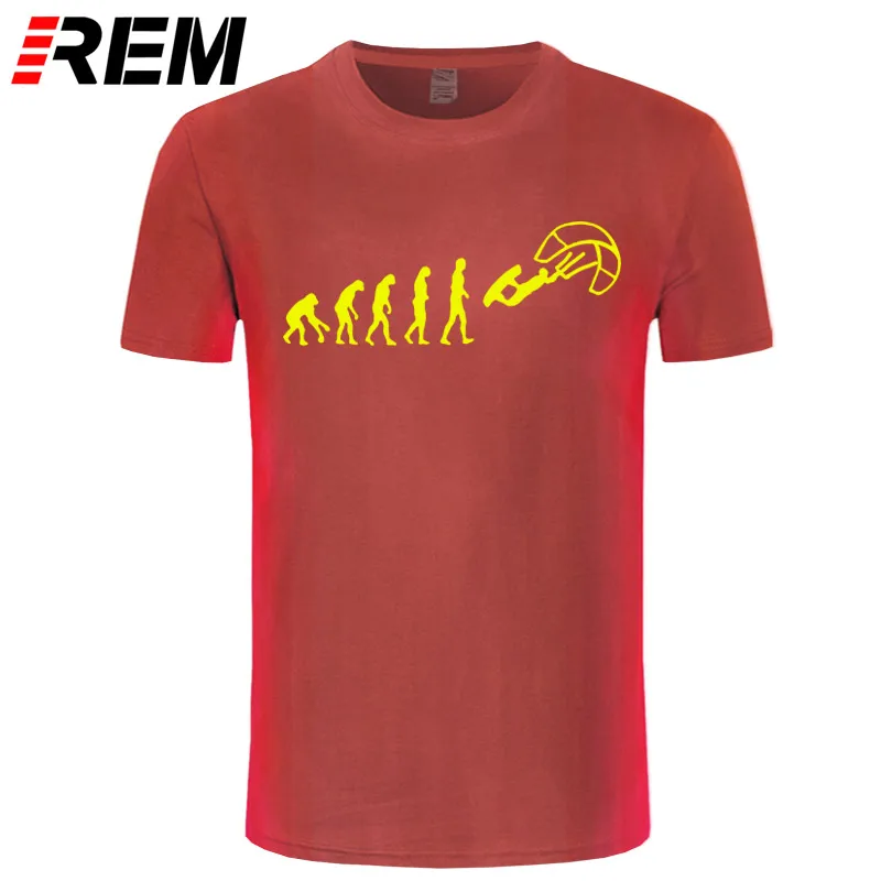 REM Funny Kitesurf Shirt-Kite Surfinger Evolution Kite Boarding, хлопок, футболка классная с принтом, облегающая футболка с буквенным принтом - Цвет: red yellow