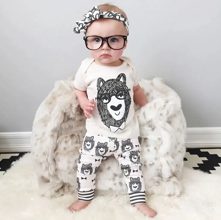 

2pcs HOT Baby Girl Boy Fashion Clothes Newborn New Short Top+Pants Trousers Set Outfit Ropa de Bebe Character Tops Sets Clothing