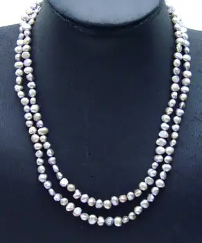 

Qingmos Long 40" Natural Necklace for Women with 6-7mm Baroque Gray Freshwater pearl-nec6114 wholesale/retail Free shipping