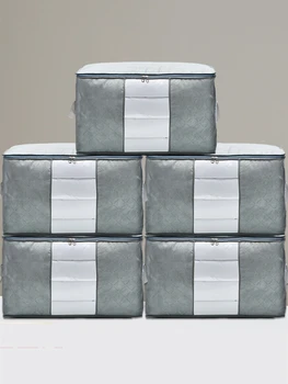 

5 Piece Travel Storage Bag With Lid For Cloth Underbed Wardrobe Non-Woven Closet Organizer Durable Waterproof Quilt Storage Bag