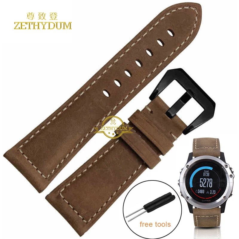 Genuine leather strap font b smart b font bracelet 26MM for Garmin Derek Fenix3 Fenix 3