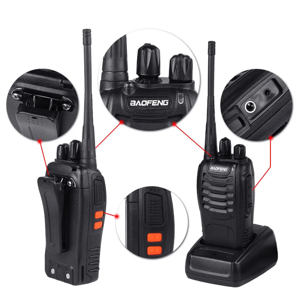 BaoFeng Walkie Talkie USB зарядный адаптер BF-888S UHF 400-470MHZ 2-Way радио 16 ch большой диапазон с наушниками baofeng