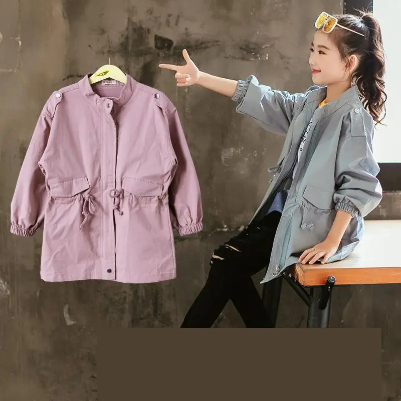 

2018 Korean Teenage Girls New Pattern Loose Coat Windbreaker For Children Clothing Toddler Girls Trench Back To School Outfits