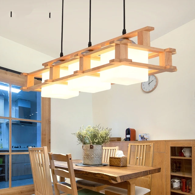 

Nordic LED Pendant Light For Dining Room Wooden Round Lustre for Kitchen living room Luminaire industrial Hanging light fixtures