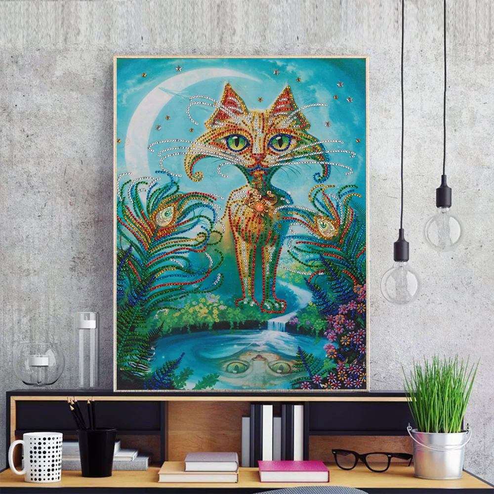 Meian &quotкошка&quot DIY Алмазная картина специальная форма дрель вышивка мозаика