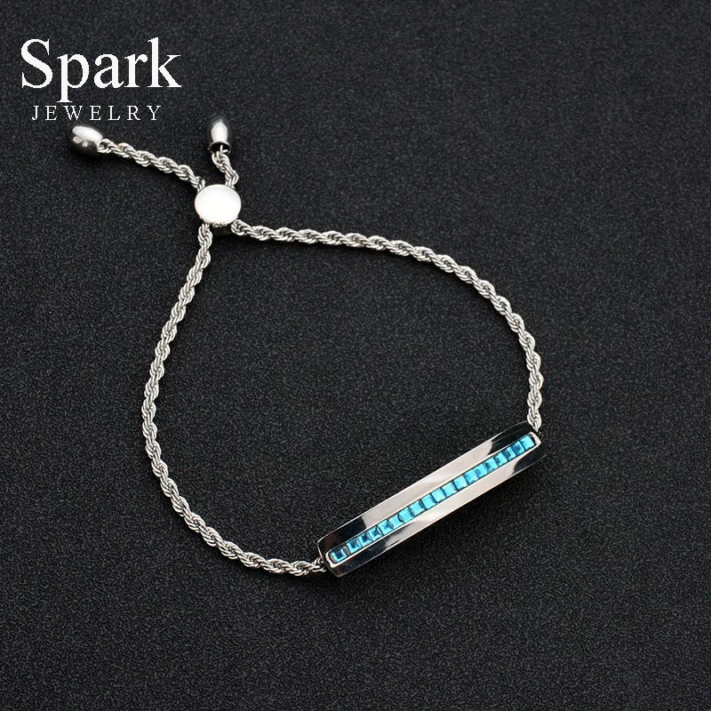 SPARK New Colorful Cubic Zircon Adjustable Bracelet Stainless Steel