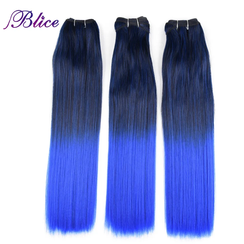 Blice синтетические волосы для плетения 18 дюймов Mix # 1B/Blue Yaki прямые двойные длинные