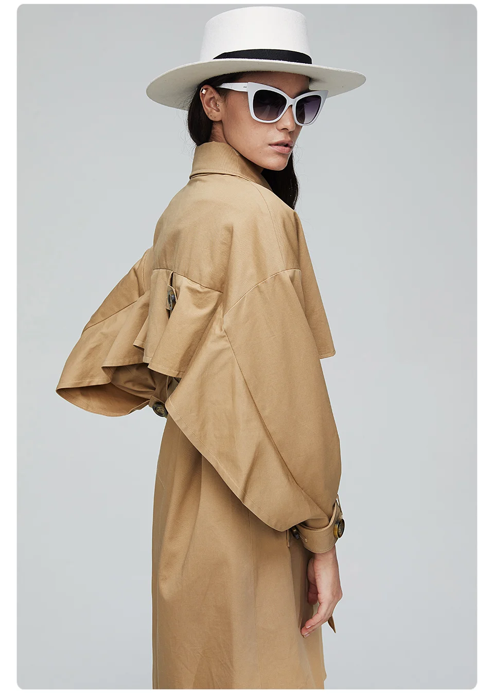 JAZZEVAR New arrival autumn khaki trench coat women casual long outerwear high quality cotton with belt fashion women 9009