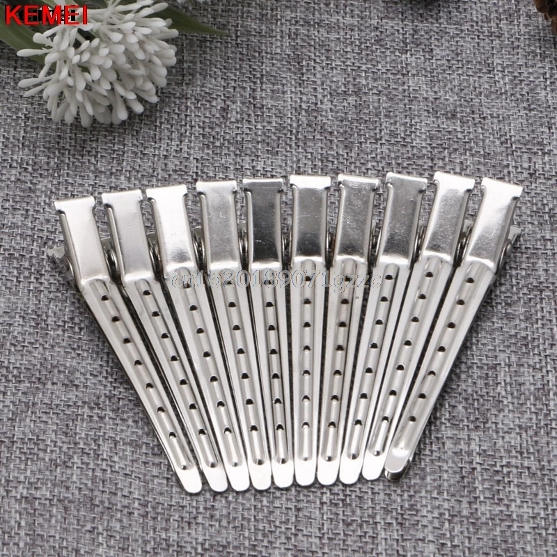 10pcs Hair Clips Stainless Steel Hairdressing Duck Bill Alligator Clips #H027#