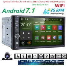 2 грамма 2Din Android7.1 автомобиля NO-DVD Радио плеер 7 “1024*600 универсальный для Nissan VW GPS навигации BT авторадио Стерео аудио плеер