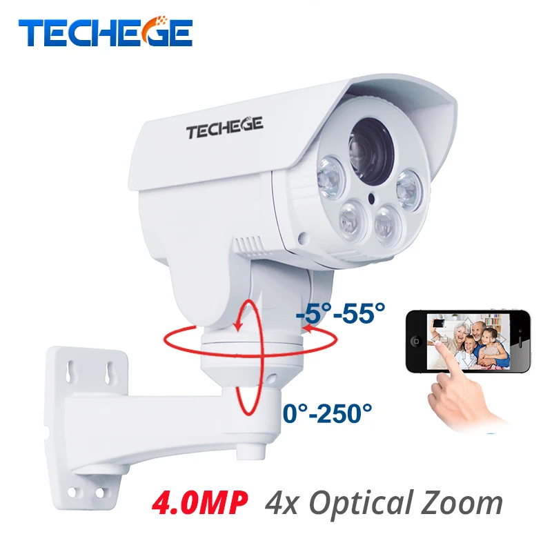Techege CCTV безопасности PTZ IP камера HD 1/3 &quotOV4689 4 0 M 2592*1520 4X моторизованный авто зум