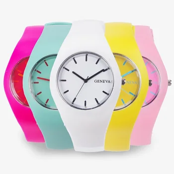 

Sport Brand Women Casual soft Silicone Soild Color Watches Unisex Simple Colorful Quartz WristWatches for SchooL boys and Girls