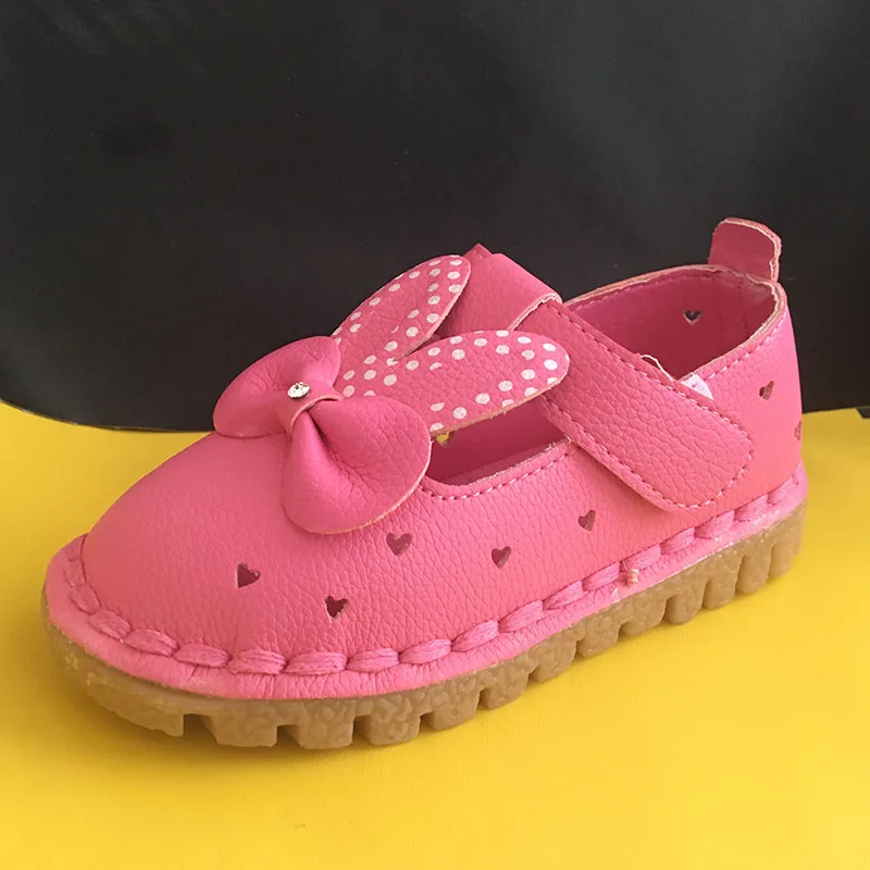 Милые девушки кролика обувь для малышей, на лето полые кожаные ботинки в горошек кристалл лук-узел обувь для новорожденных A02151 обувь детская