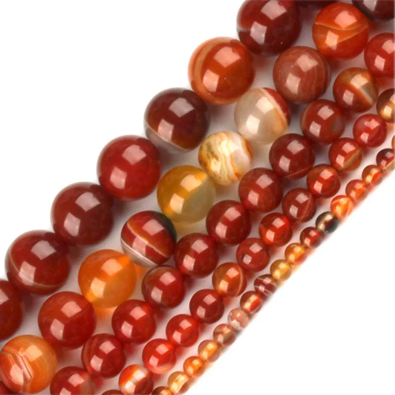 

High quality stone orange color round stone beads 4 6 8 10 12MM selected size bracelet DIY production