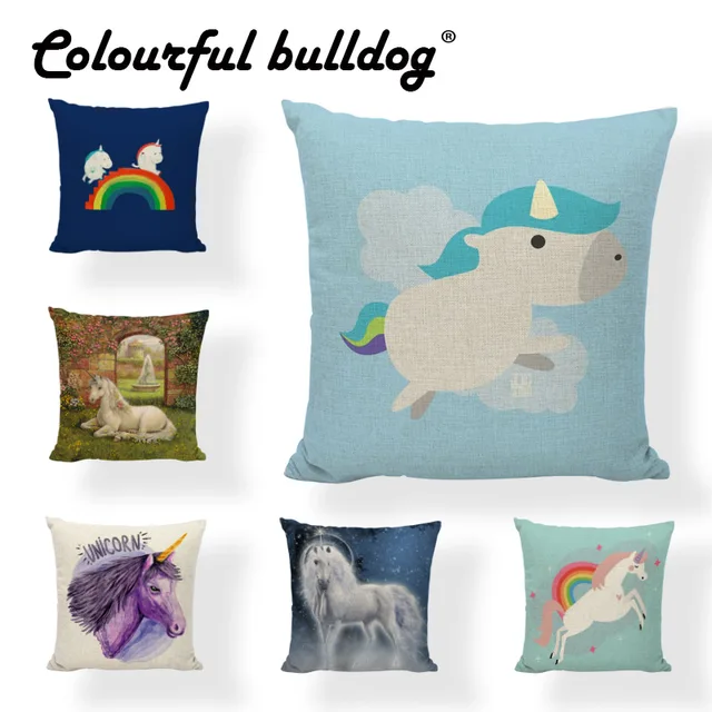 Best Price Scandinavian Unicorns Real Lotus Leaf Cushion Cover Fairy 43*43cm Moon Colorful Tail Rainbow Star Decor Living Room Gamer Chair