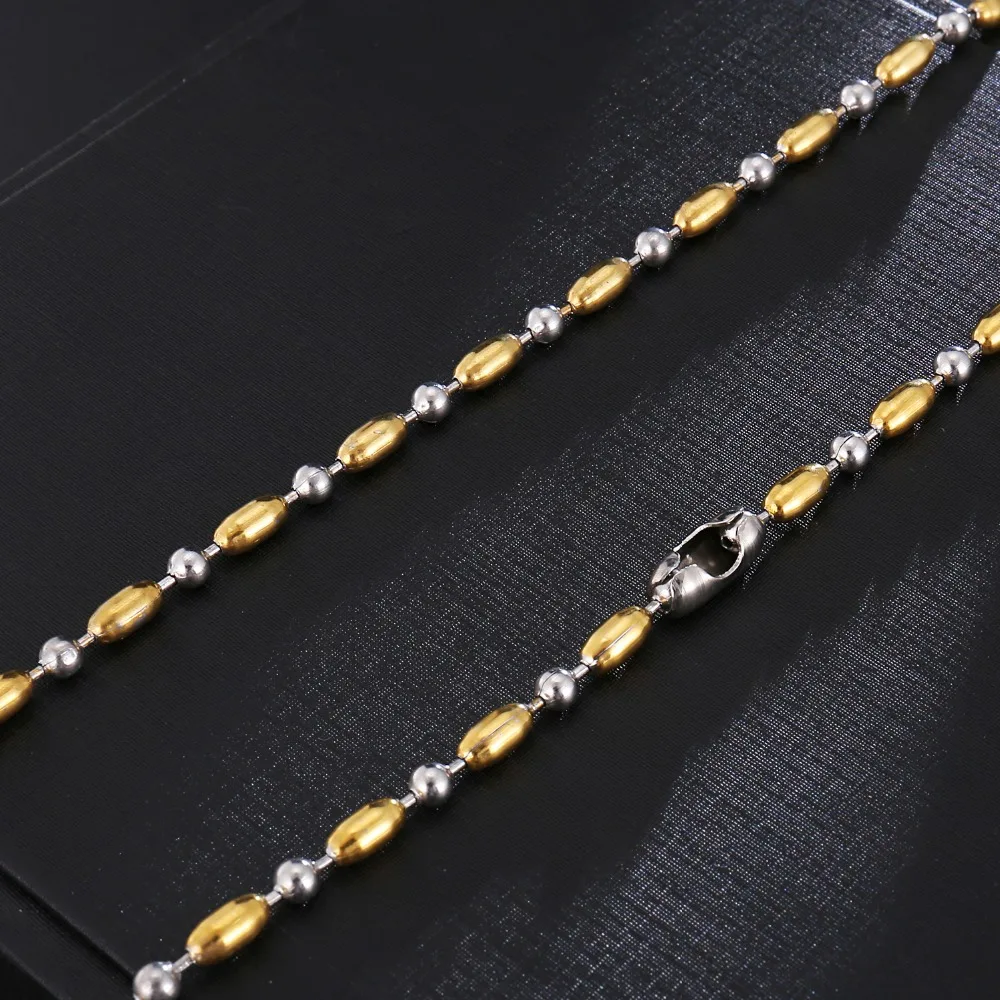 US7 цепь ожерелье для Для мужчин Нержавеющая сталь два звенья серебристого оттенка мужские ожерелья цепи Jewelry 4 мм wideth Цепочки и ожерелья Для мужчин ювелирные изделия