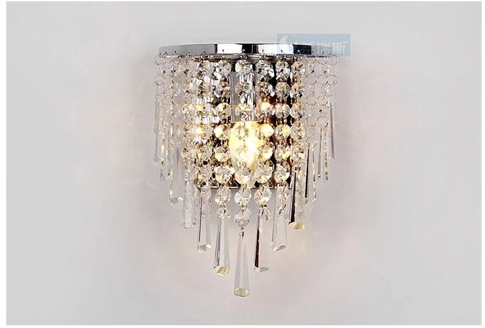 Free Shipping bedroom Crystal Hanging Wall light Modern Cemi circle Stainless Steel Base ...