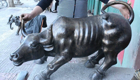 

shitou 003272 44" Huge Chinese FengShui Bronze Wealth Zodiac Stong Bull Oxen Sculpture Statue