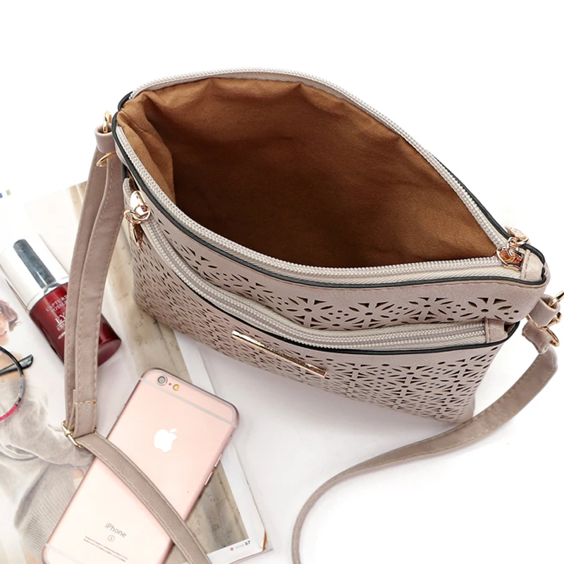 2019 Women Messenger Bag Hollow Out bolsa feminina bolso mujer Leather Shoulder Bag Small Crossbody Bags for Women Bucket Bags