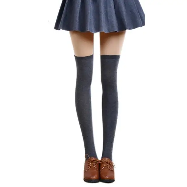 Jaycosin Clothes Cotton Women Over Knee High Socks 1 Pair Girls New Black Gray Girls Socks Long high Sexy socks women