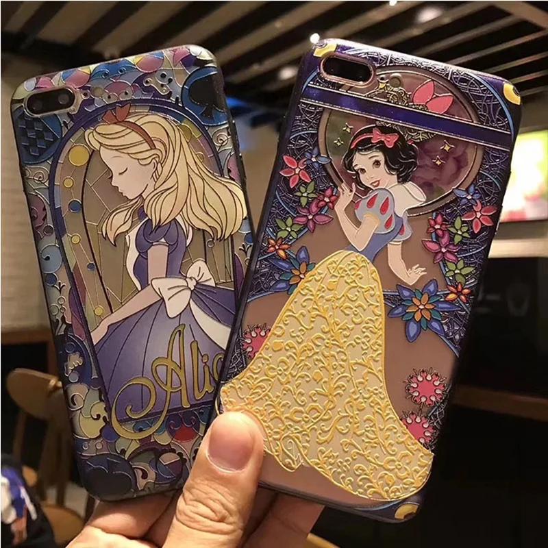 

For Samsung Galaxy S7 Cover Snow White Mermaid Cute Case For Galaxy S7 Edge 3D Relief Cartoon Hard PC Phone Back Cover Case