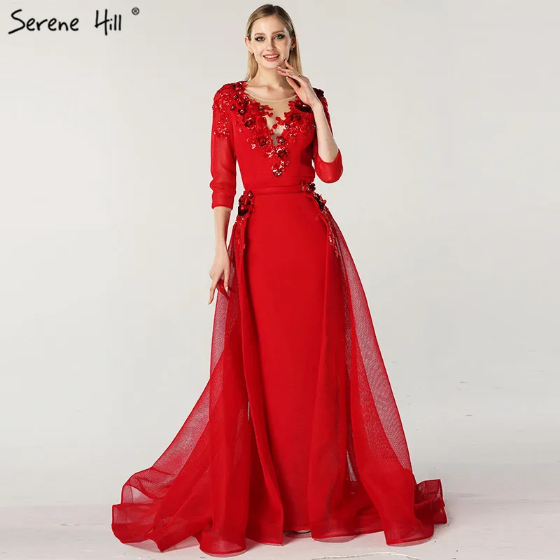 Винно-красные вечерние платья с блестками и бриллиантами, роскошные вечерние платья с длинными рукавами для женщин Serene hilm LA60761