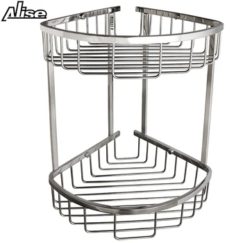 

Alise SUS304 Stainless Steel Bathroom Shower Caddy 2-Tier Corner Basket Storage Shampoo Conditioner Soap-Satin Holder Wall Mount
