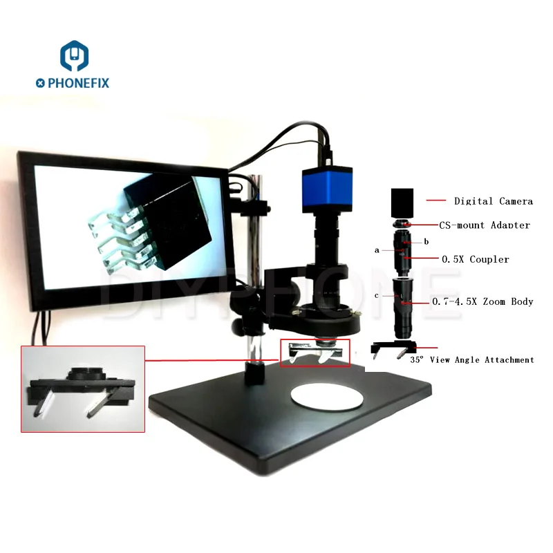 PHONEFIX 1920*1080P 3D интеллектуальный цифровой микроскоп с 20MP HDMI камерой 3D угол обзора крепление для ремонт телефона pcb