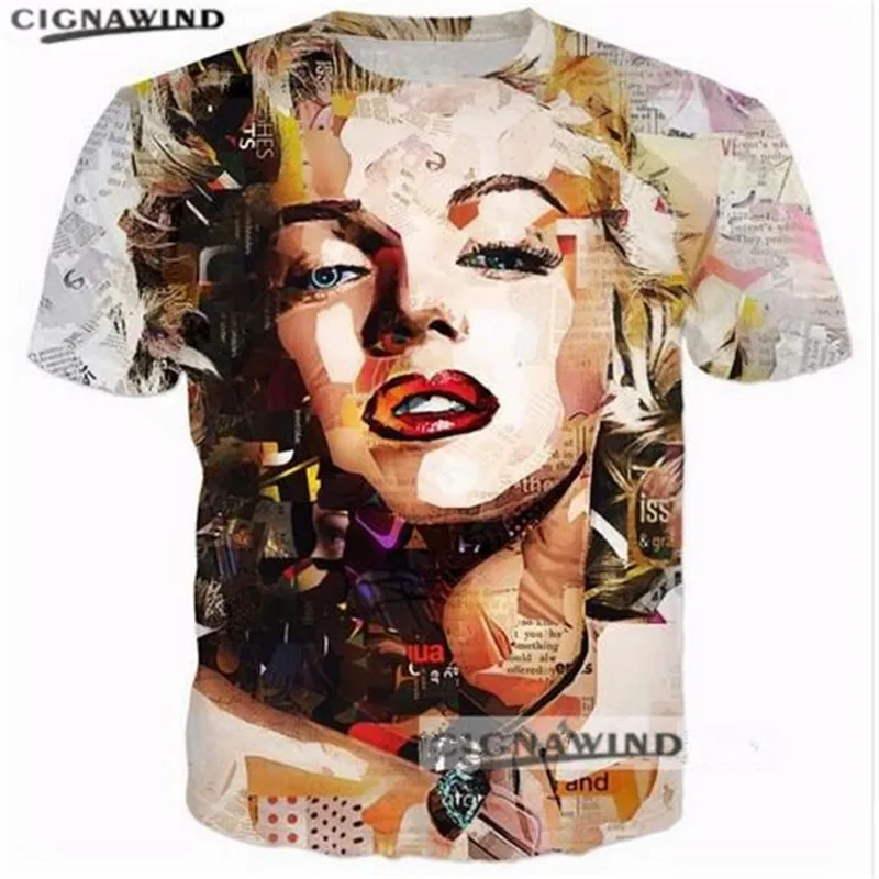New-Summer-Fashion-printed-3d-t-shirt-Men-Women-tops-Vintage-Star-Collage-t-shirt-Marilyn