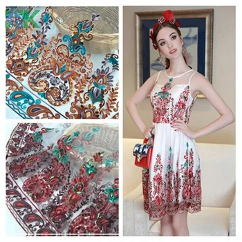 

Lace 2016 New Latest african lace fabrics embroidery tulle mesh lace fabric trim for fashion lady dresses high quality SK40946