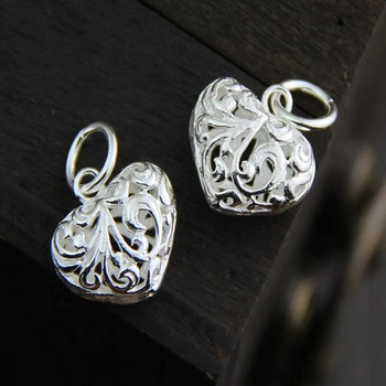 

5pcs/lot Newest 100% 925 Sterling Silver Charm Hollow Out Hearts Charms Pendants For Women Jewelry Making Bracelet DIY Handmade