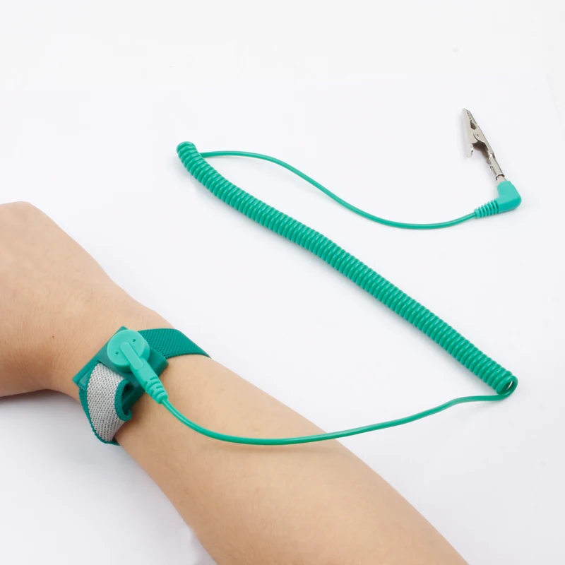 

Green ESD Discharge Cable Reusable Adjustable Anti Static Bracelet Electrostatic Wrist Band Strap Hand With Grounding Wire
