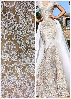 

High Quality African lace,white bridal Lace Fabric Wholesale price For lace Wedding dress evening lace In red 5 yard