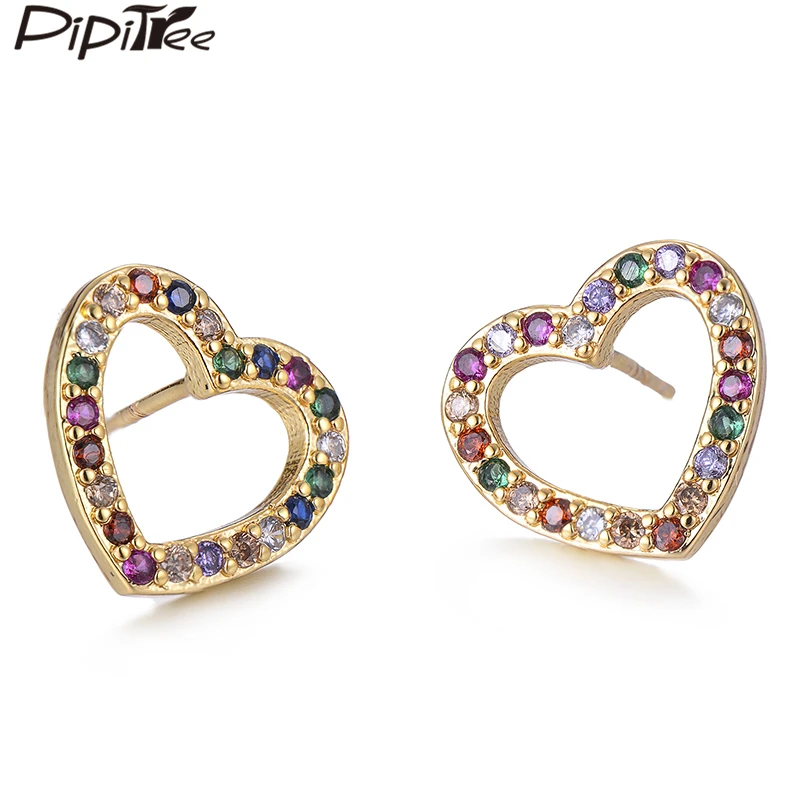 

Pipitree Classic Simple Heart Earrings for Lovers Women AAA Cubic Zirconia Stud Earrings Bridal Party Fashion Jewelry Brincos