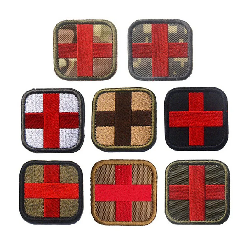 

Original Color RED CROSS Medical Assistant 3D Embroidery Patch Armband Tactical Gear Cloth Patches 5*5cm