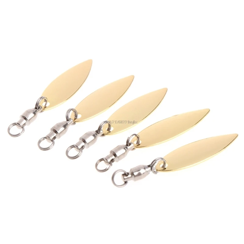 

5Pcs Fishing Sequin Silver Golden Lure With Swivel Spinner Rotating Metal Tackle