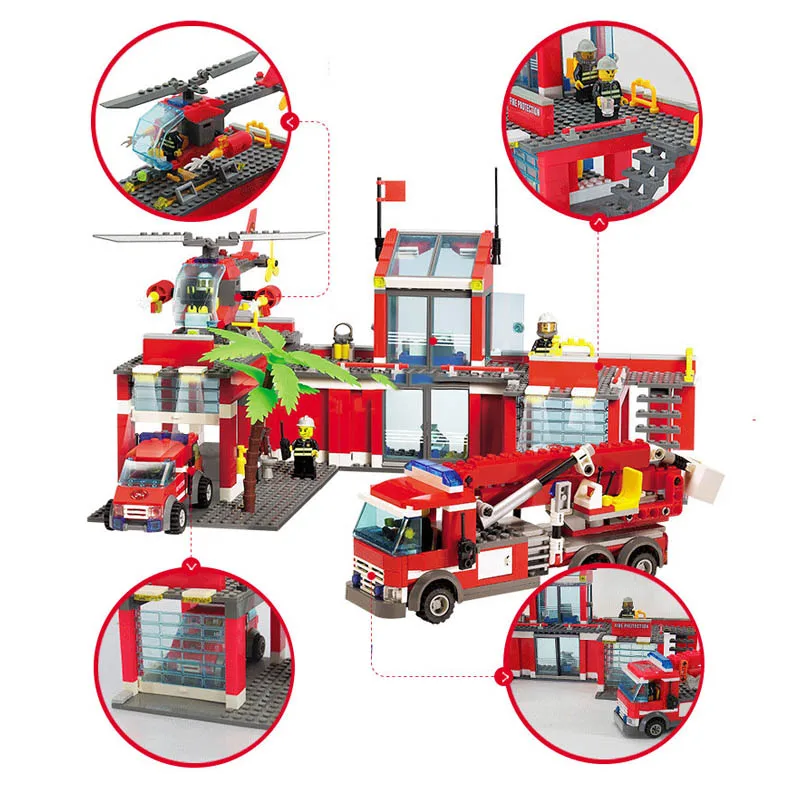 Mylb City Fire Station 774pcs Building Blocks Educational Bricks Toys Compatible With Legoe City Firefighter Dropshipping