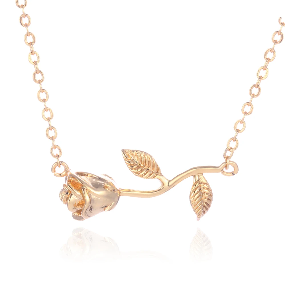 Wedding Necklace for Women Beauty and The Beast Final Rose Flower La Bella Y La Bestia