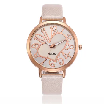 

Lovely Heart Numerals Clock Women Watches Leather Quartz Hours Wrist Watch For Dropshipping Ladies Watch montre femme