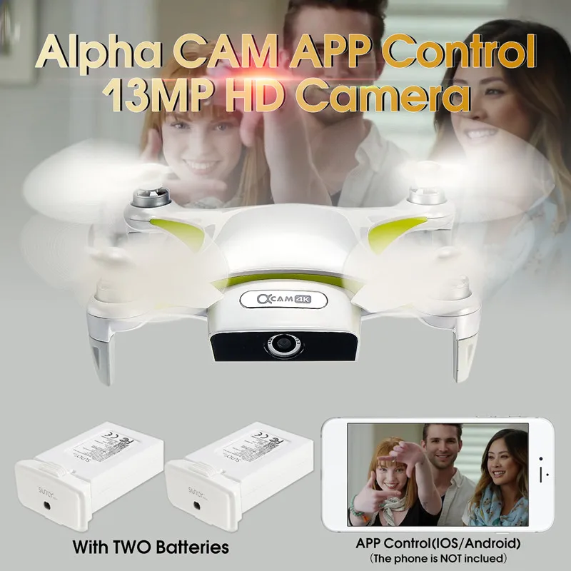 

New Alpha CAM WiFi FPV Mini Flexible Selfie Drone With 4K HD Camera GPS App Control Mini RC Quadcopter