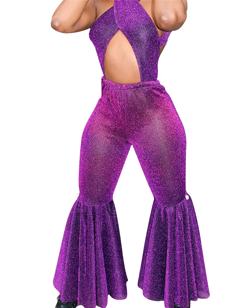 purple glitter jumpsuit