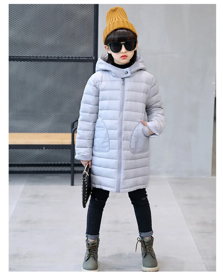 hooded children thick down coat winter 2017 long warm jacket for girls kids coats for little big girl outerwear clothing 8 10 12 years  (8)