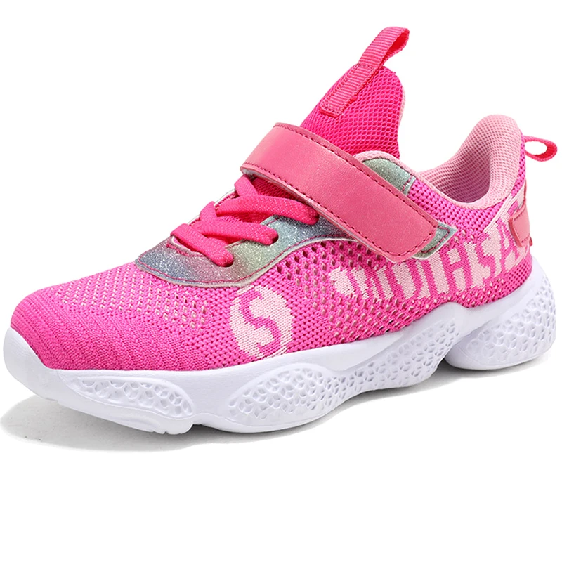 2019 Breathable Thick Sole Non-slip Soft Fashion Sneakers Children Casual Shoes Girls Walking Shoes Pink Outdoor Girl Child Kids