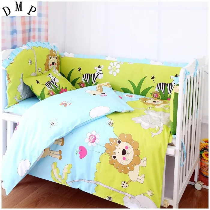 

Promotion! 7pcs Crib Baby Bedding Set baby Nursery Cot Bedding Crib Bumper (bumper+duvet+matress+pillow)