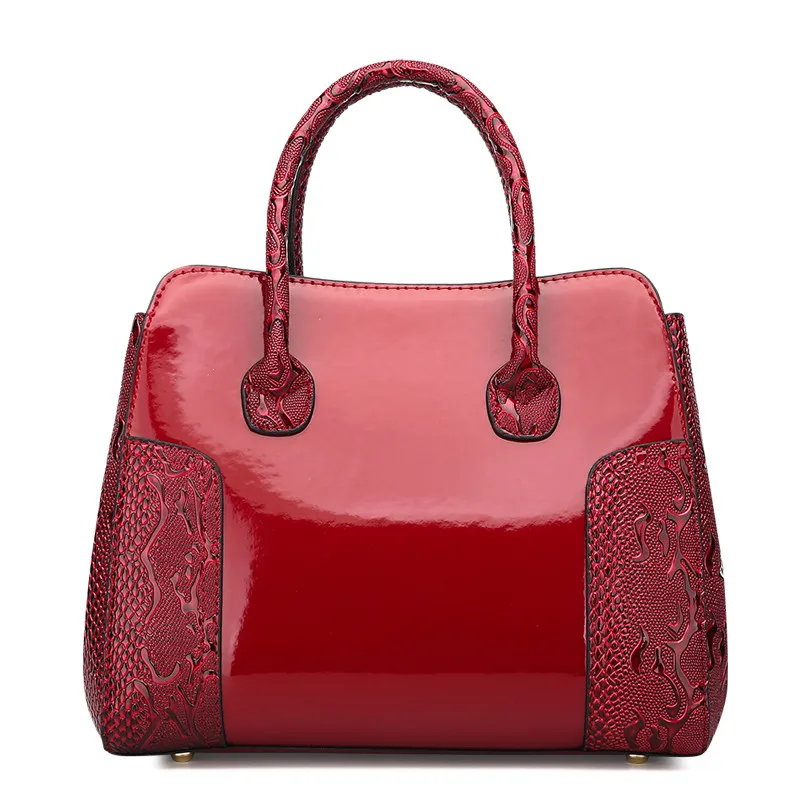 Red Patent Leather Tote Bag Handbags Women Famous Brand