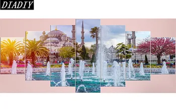 

7pcs Full diamond 5D DIY diamond painting fountain landscape diamond embroidery cross stitch painting living room home decor