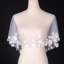 Свадебные накидки с вырезом лодочкой, Тюлевая накидка с цветами, свадебные аксессуары для невесты