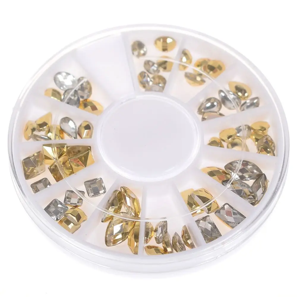 

Hot 1 Box Double-sided Nail Art Rhinestone Sticker AB Color Nail Art Sticker Heart Studs 3D Decoration in Wheel DIY Nail Tools