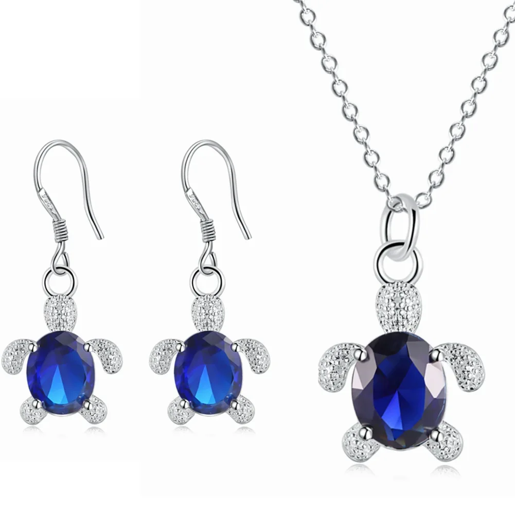 

TSHOU205 cute romantic women turtle crystal stone necklace Bracelet earring set