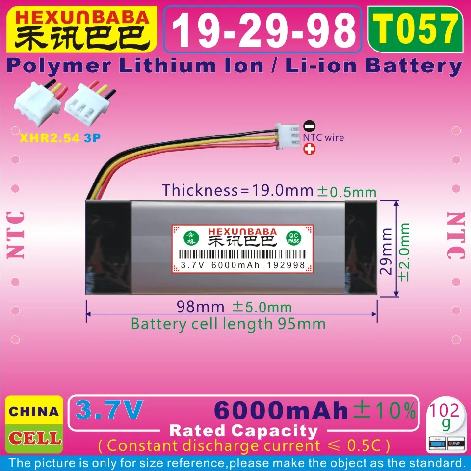 

[T057] 3.7V 6000mAh [192998] XHR2.54/3P;NTC,Polymer lithium ion / Li-ion battery for SPEAKER J-B-L Charge,PULSE 1, AEC982999-2P